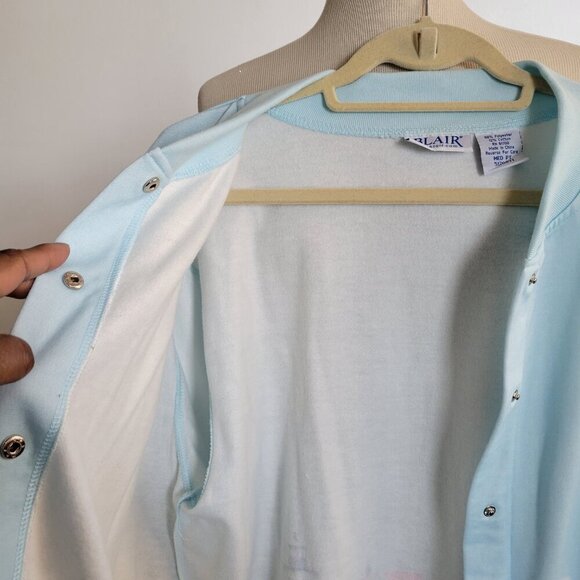 VINTAGE Blair Women’s Long Blue Light Houses Cardigan Sweater (Size: Medium) - Picture 3 of 16